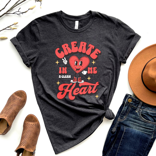 Wholesale Create in me a clean heart Graphic Tee - Heather Charcoal Tee