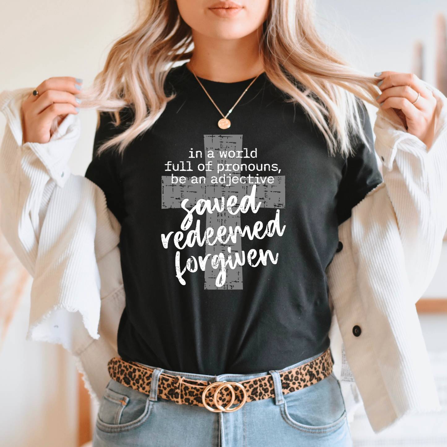 Wholesale Saved Redeemed Forgiven Graphic Tee - Black Sweatshirt