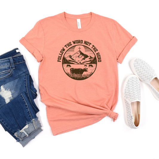 Wholesale Follow the word Graphic Tee - Heather Prism Sunset Tee