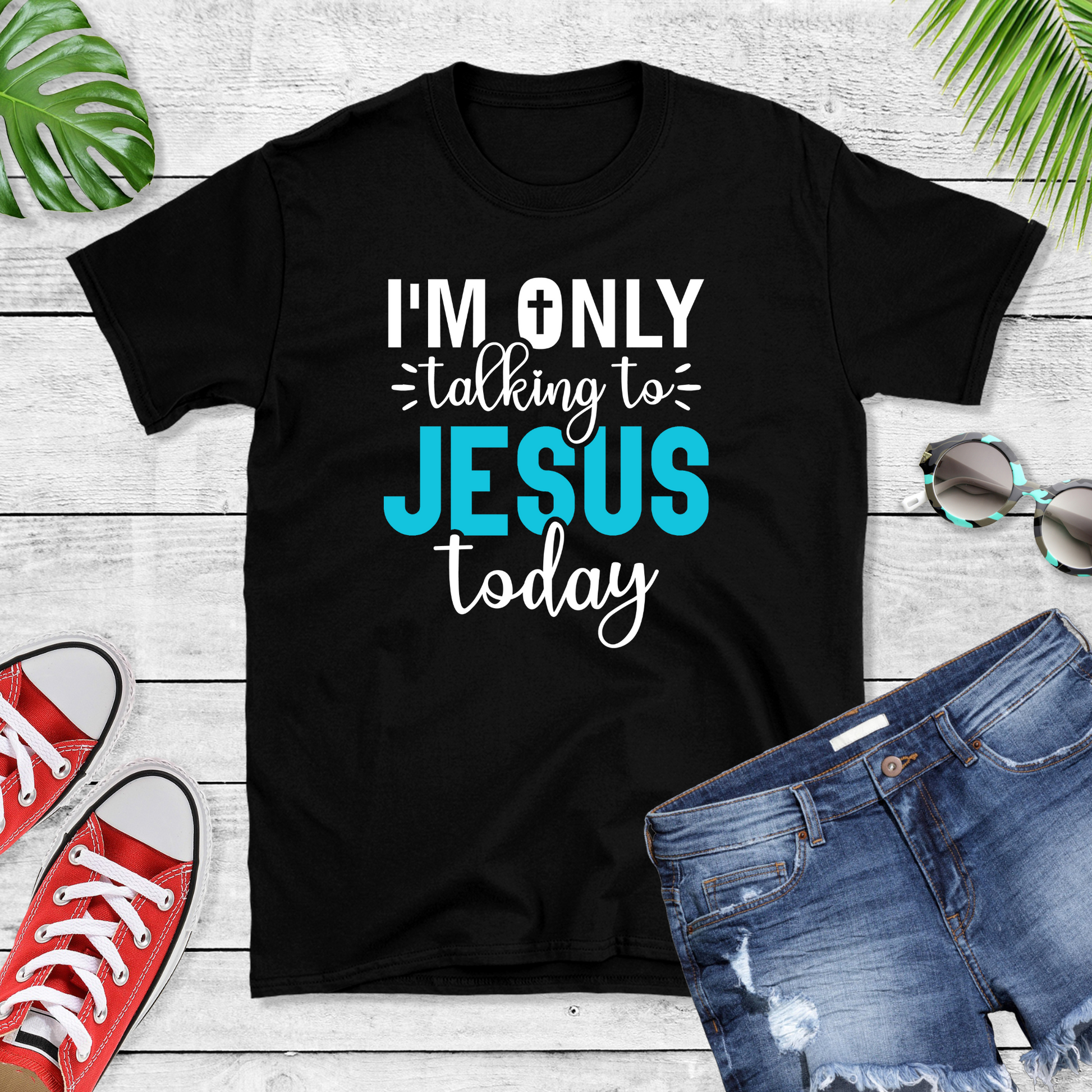 Wholesale Only Talking to Jesus Graphic Tee - Black Tee