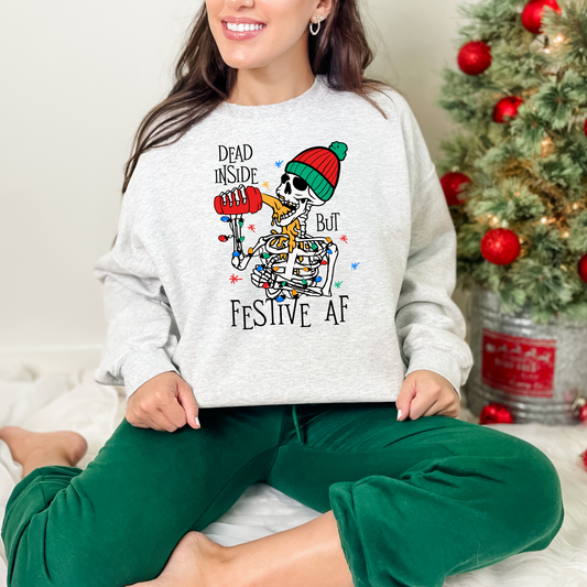 Wholesale Dead inside but festive Graphic Tee - Ash Grey Tee