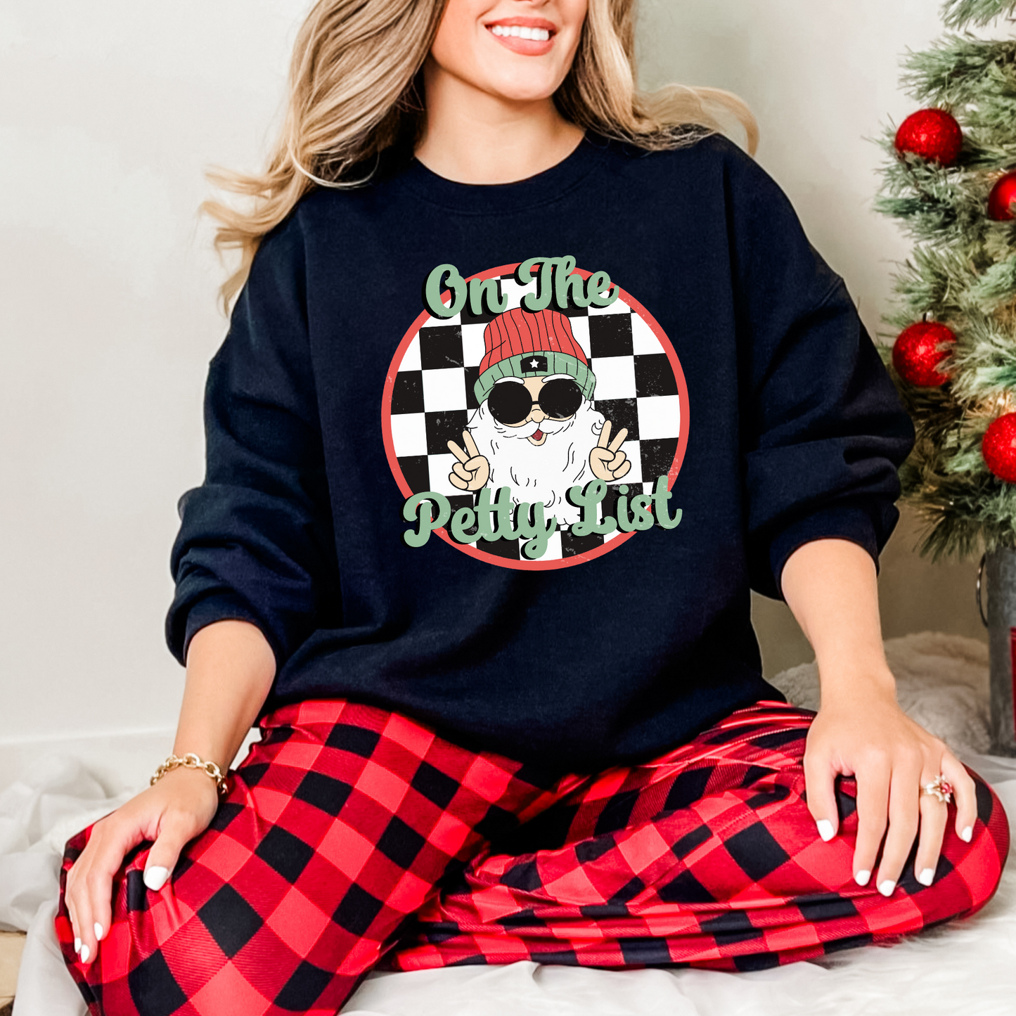Wholesale Santa's Petty List Graphic Tee - Black Tee