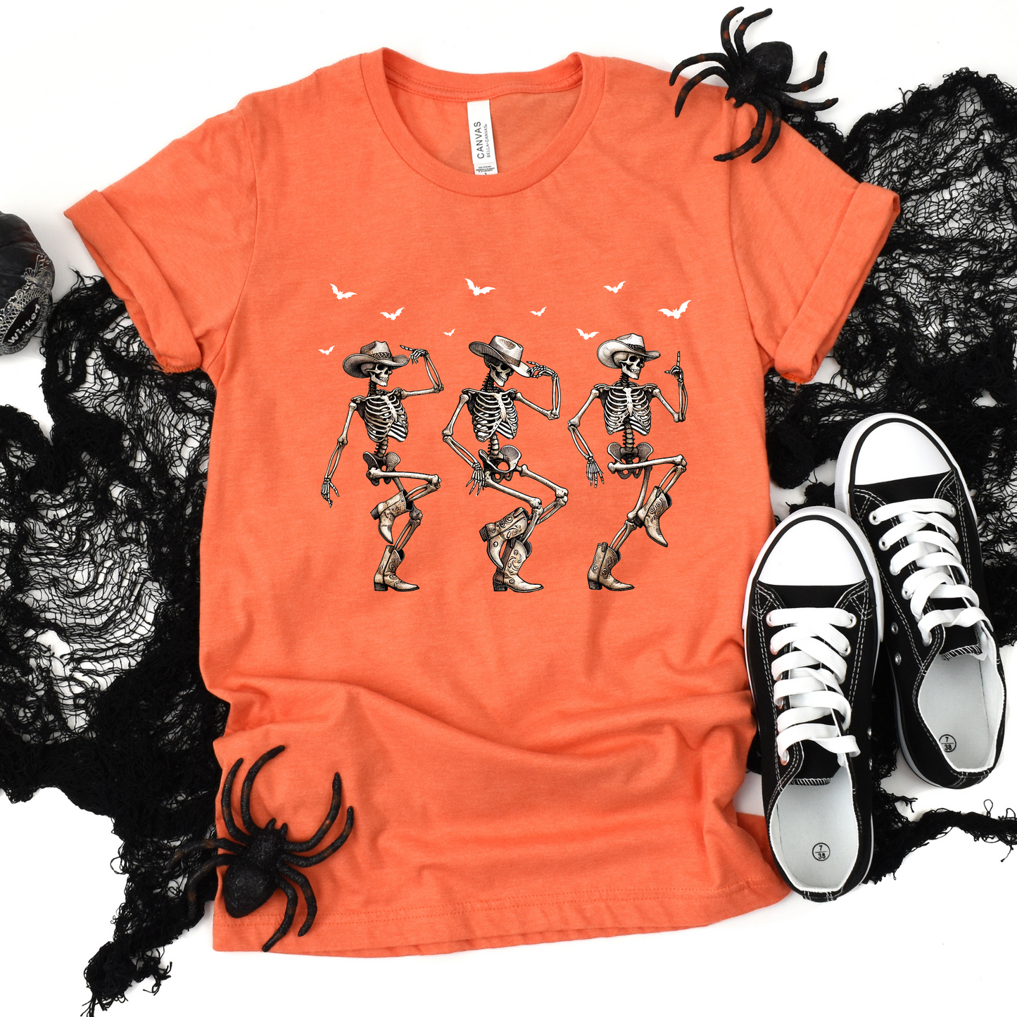 Wholesale Cowboy Skeletons Graphic Tee - Heather Orange Tee
