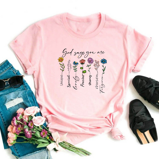 Wholesale Floral God Says You Are Graphic Tee - Ash Tee
