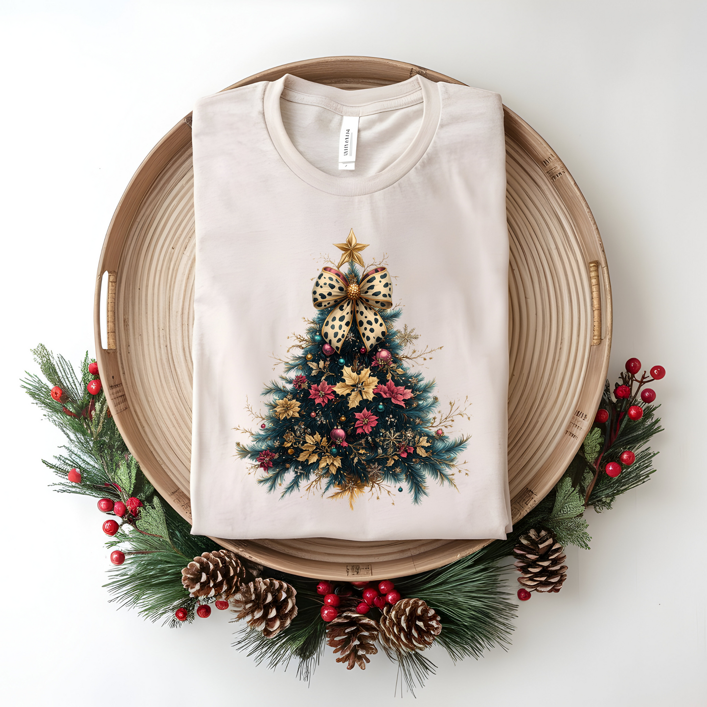 Wholesale Glitter Christmas Tree Graphic Tee - Heather Dust Tee