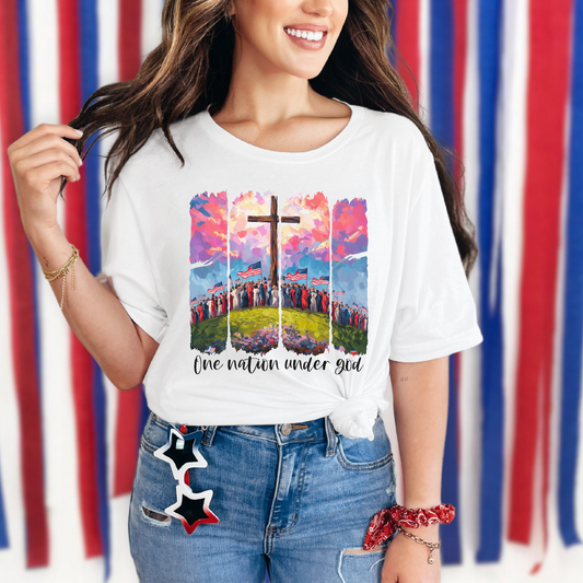 Wholesale Brushstroke One Nation Graphic Tee - Grey Tee