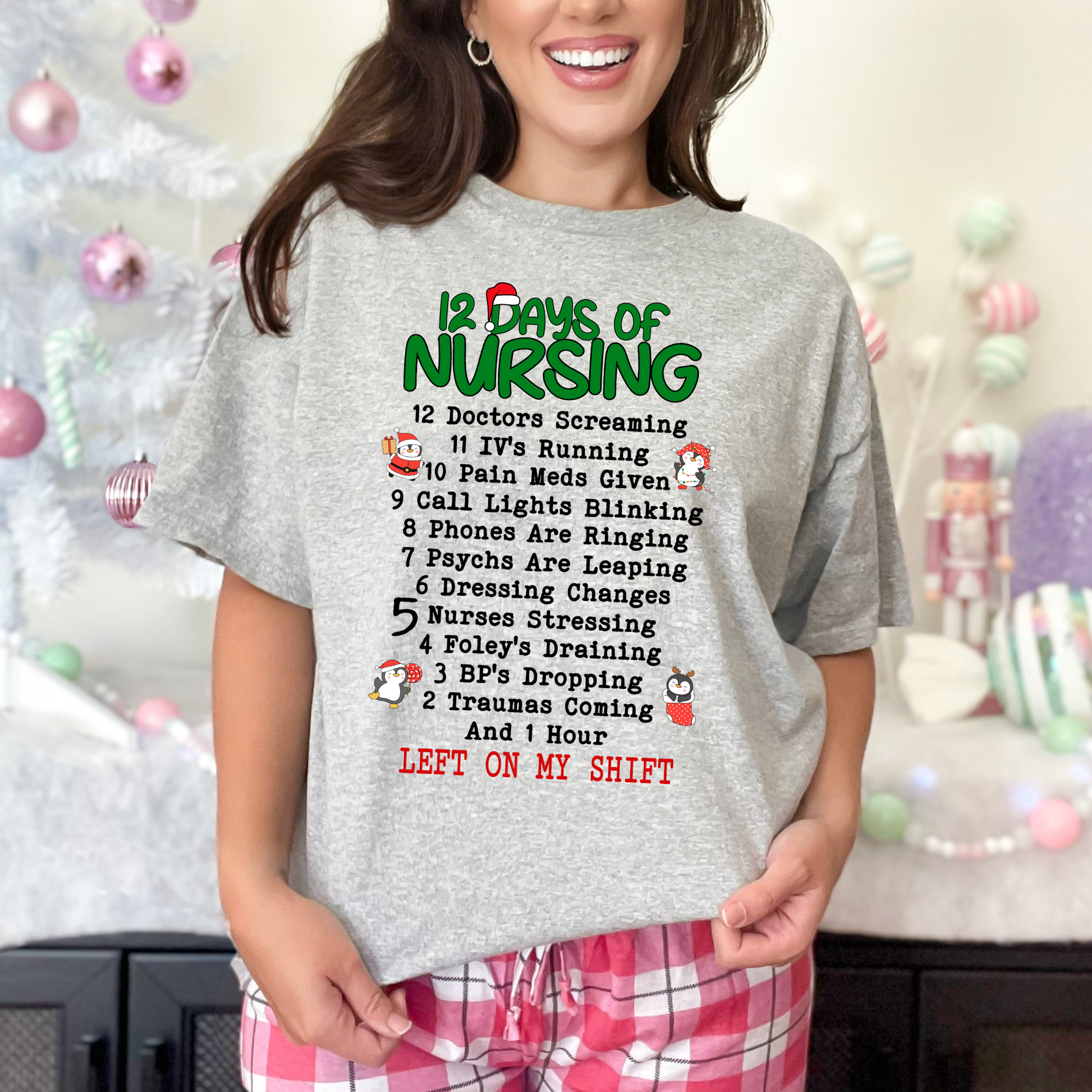 Wholesale 12 Days of Nursing Graphic Tee - Sport Grey Tee