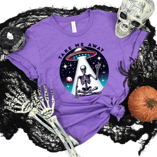 Wholesale Take me away Skeleton Graphic Tee - Heather Team Purple Tee
