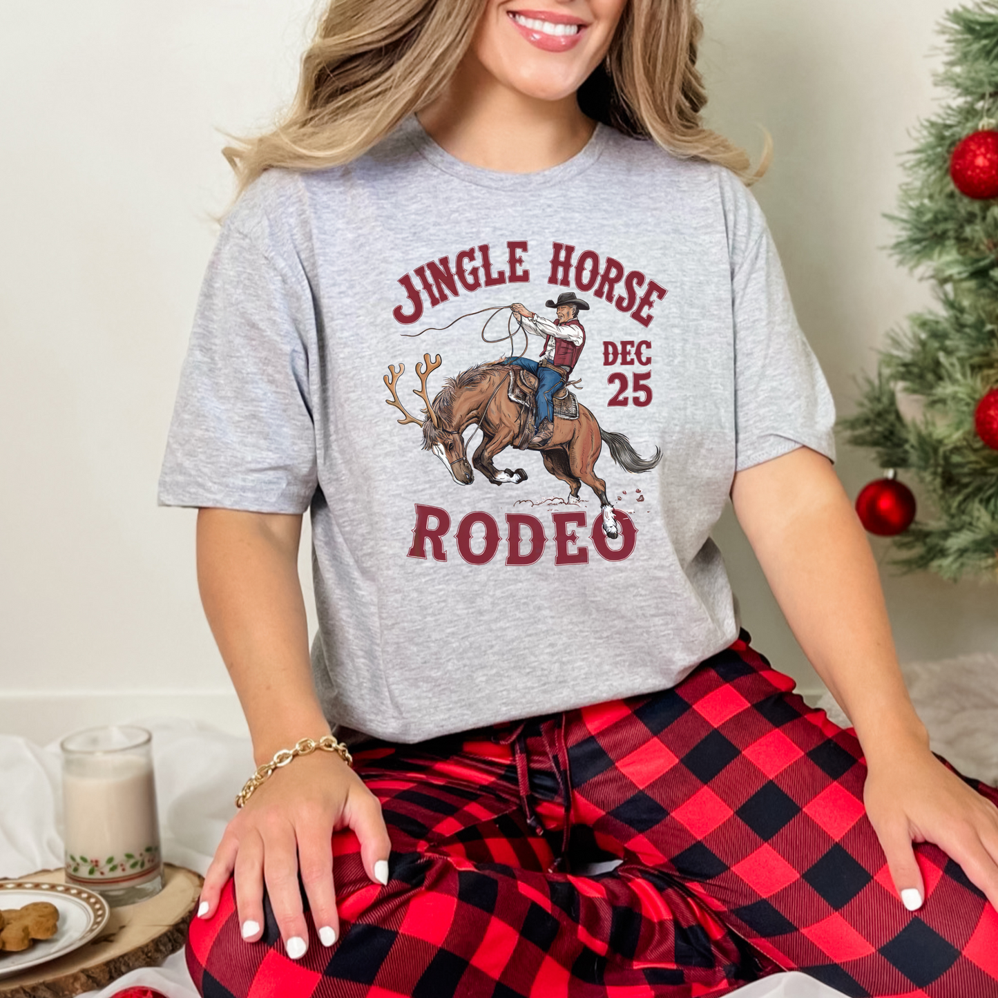 Wholesale Jingle Horse Rodeo Graphic Tee - Heather Dust Tee