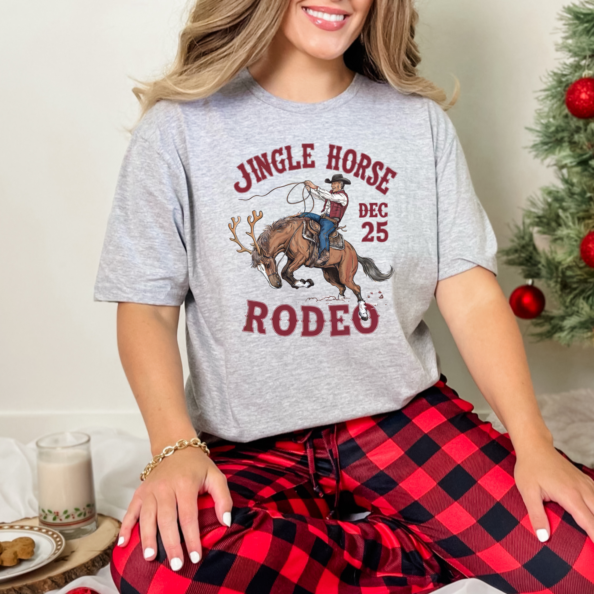 Wholesale Jingle Horse Rodeo Graphic Tee - Heather Dust Tee