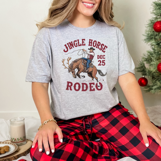 Wholesale Jingle Horse Rodeo Graphic Tee - Heather Dust Tee