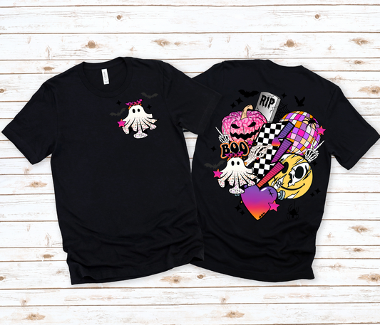 Wholesale Retro Halloween Graphic Tee - Fuchsia Tee