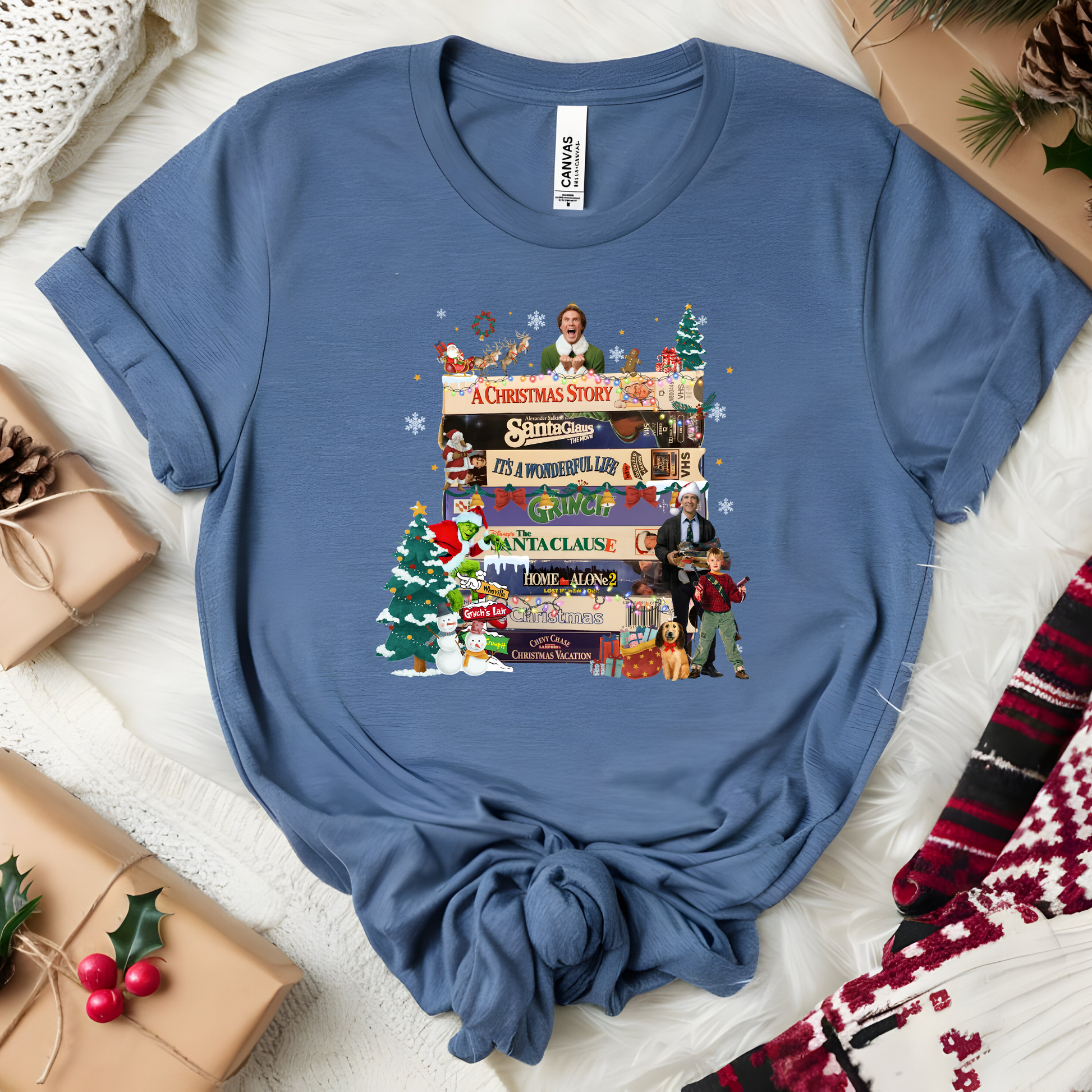Wholesale Classic Christmas Movies Graphic Tee - Slate Tee