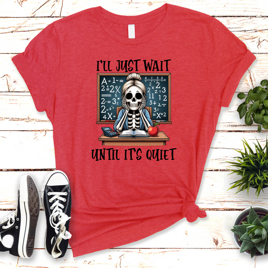 Wholesale I'll just wait skeleton Graphic Tee - Heather Red Tee