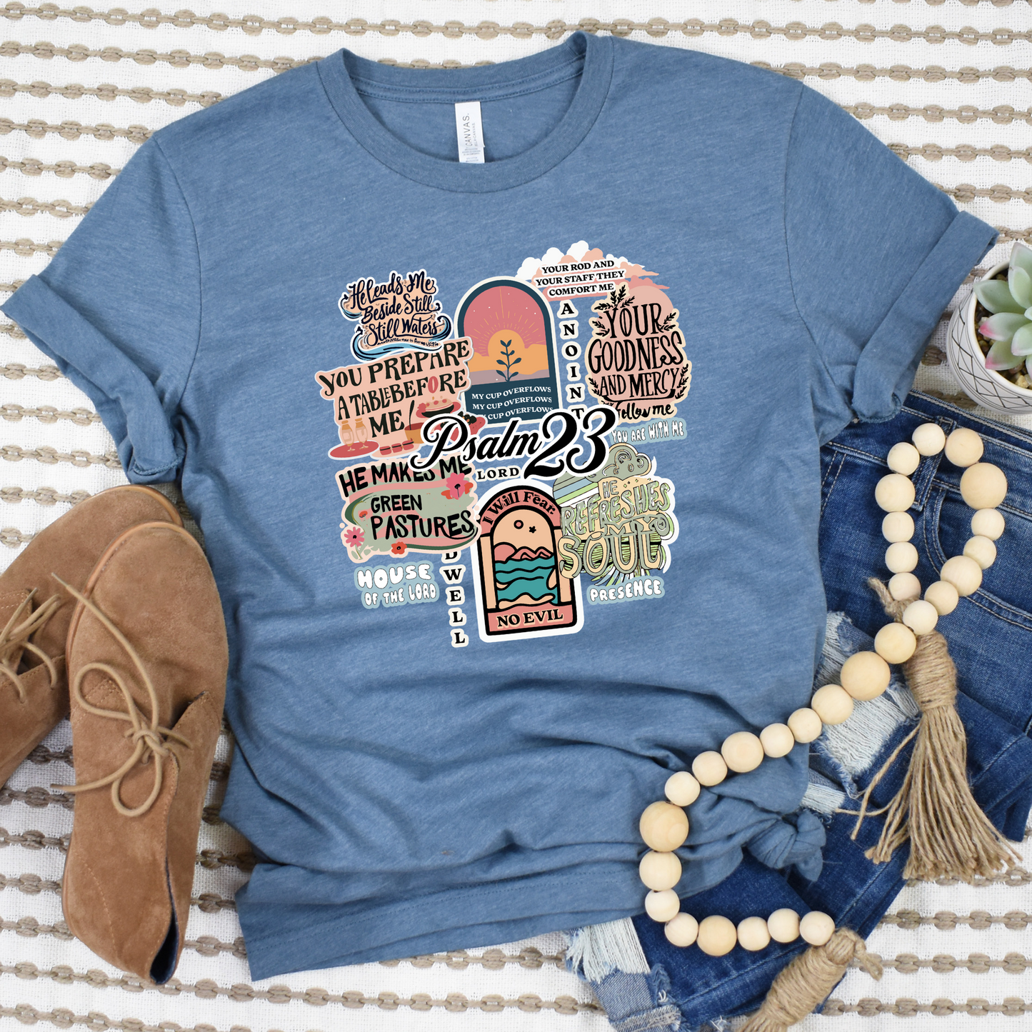 Wholesale Psalm 23 Graphic Tee - Heather Denim Tee