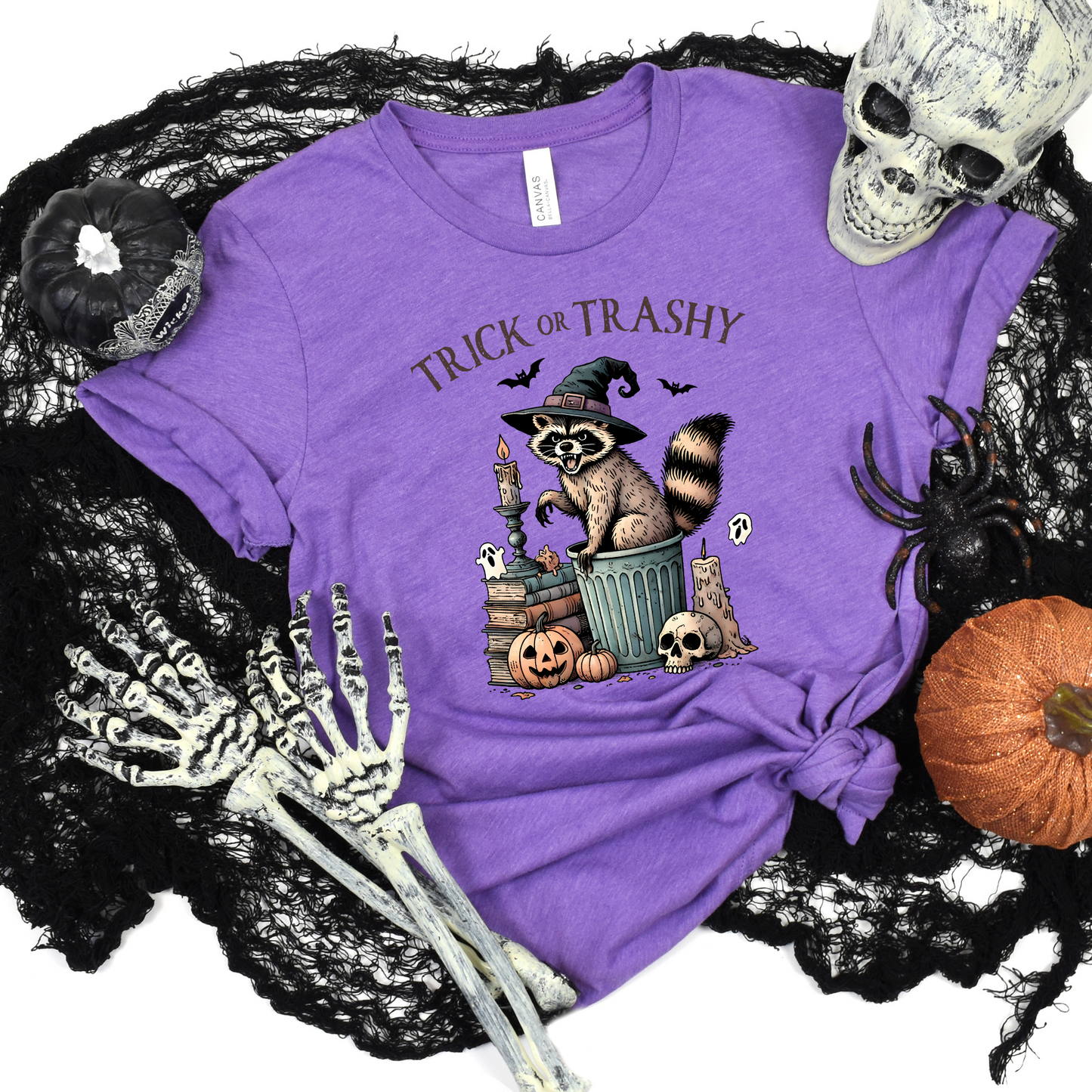 Wholesale Trick or Trashy Graphic Tee - Heather Team Purple Tee