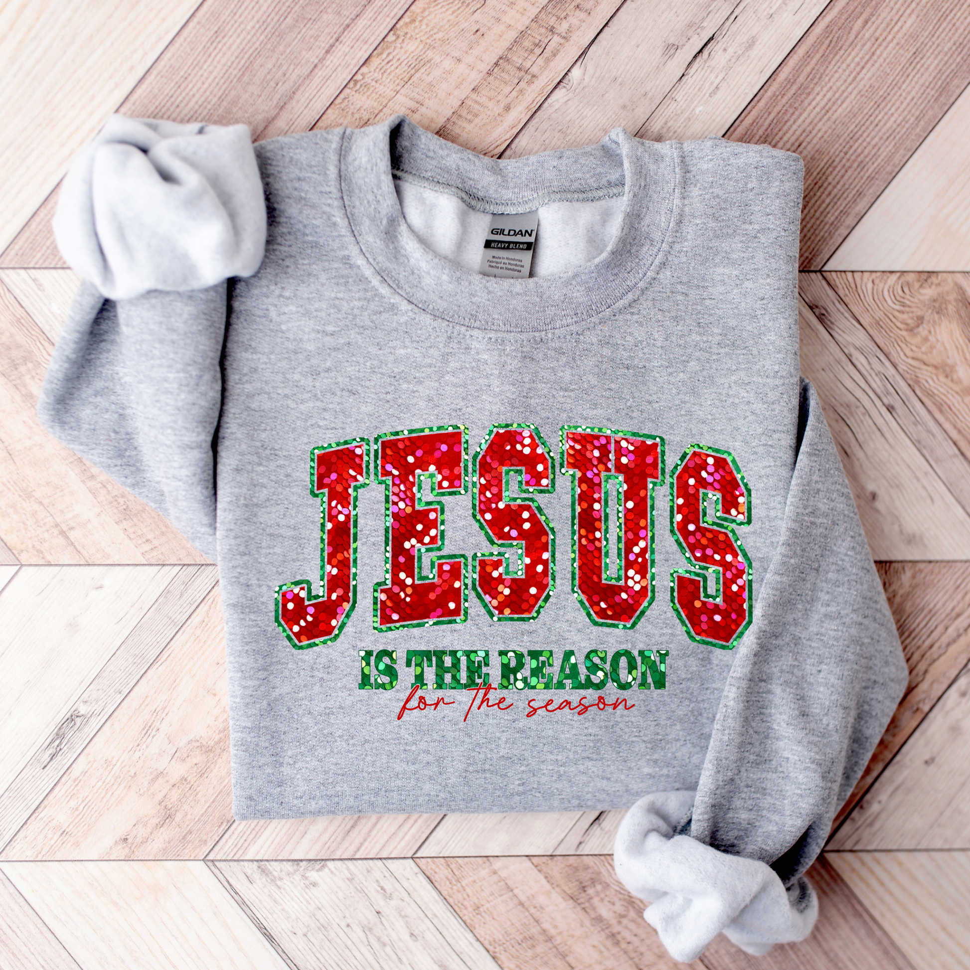 Wholesale Jesus is the reason Bling - Grey Sweatshirt