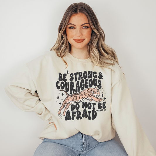 Wholesale Tiger do not be afraid Graphic Tee - Tan Tee