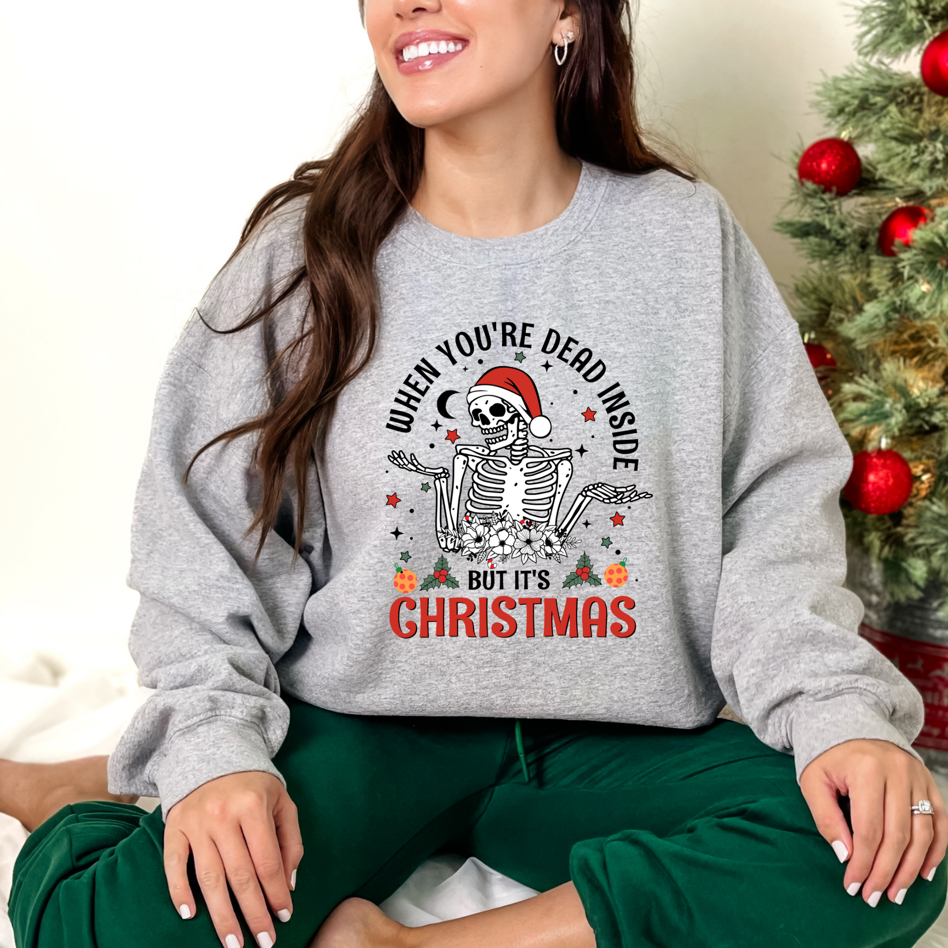Wholesale Dead Inside but its Christmas Graphic Tee - Grey Tee