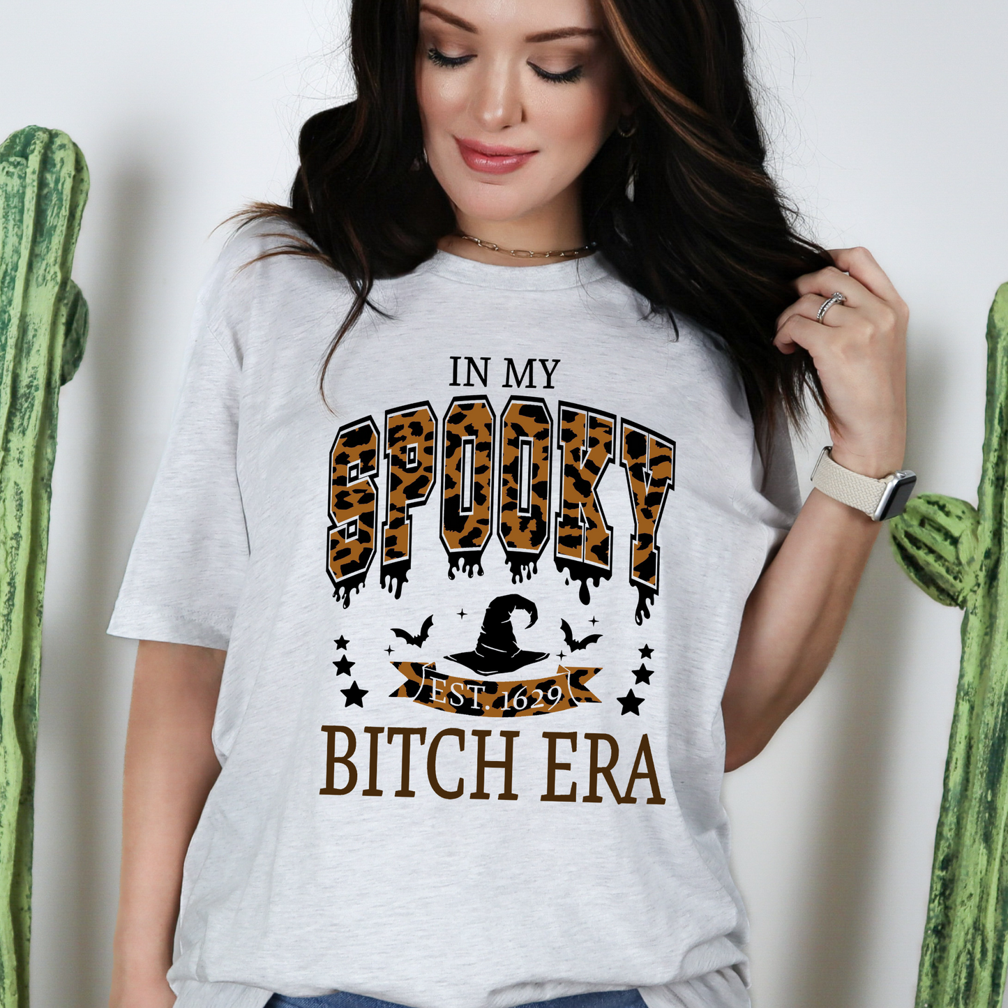 Wholesale Spooky Witch Era Graphic Tee - Ash Grey Tee