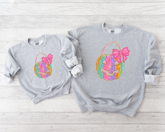 Wholesale Bling Pumpkin Basket Graphic Tee - Grey Tee