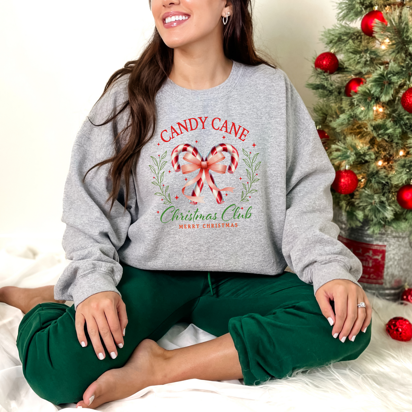 Wholesale Candy Cane Christmas Club - White Sweatshirt