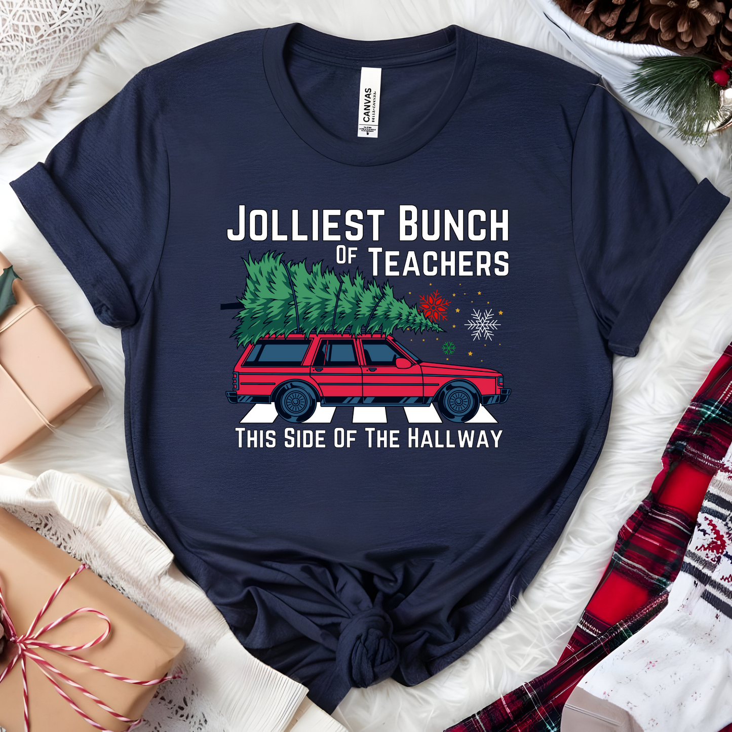 Wholesale Jolliest Bunch of Teachers Graphic Tee - Red Tee