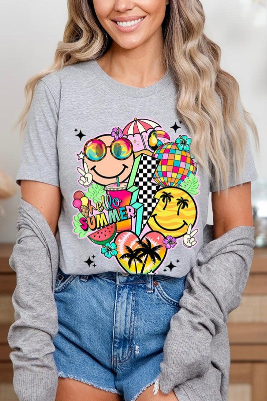 Hello Summer Collage Graphic T Shirts