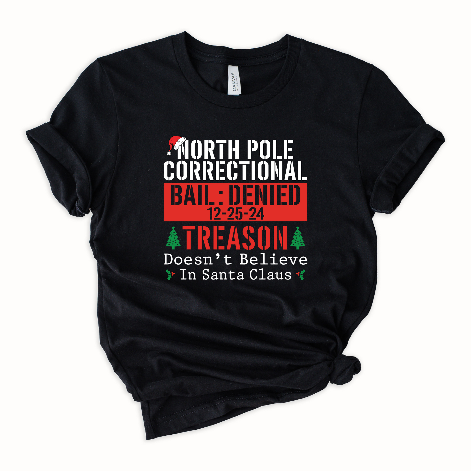 Wholesale North Pole Correctional Treason Graphic Tee - Black Tee