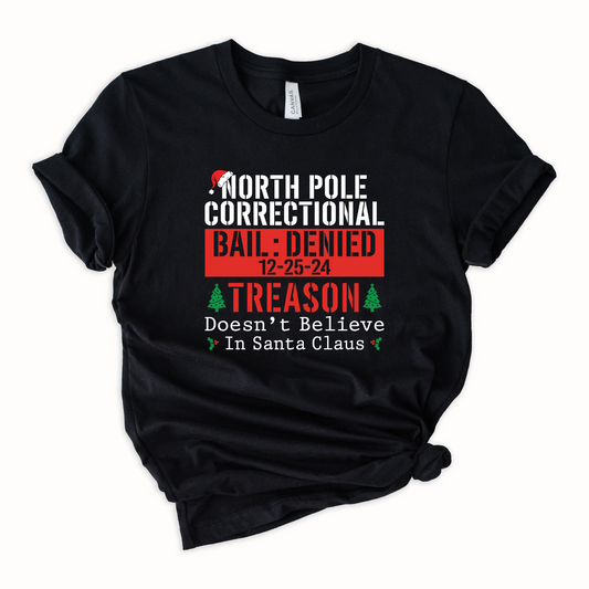 Wholesale North Pole Correctional Treason Graphic Tee - Black Tee