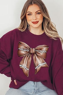  Coquette Football Bow Graphic Fleece Sweatshirts