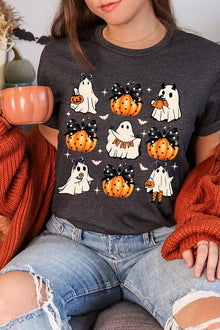  Cute Ghost Fall Pumpkin Halloween Graphic Tee