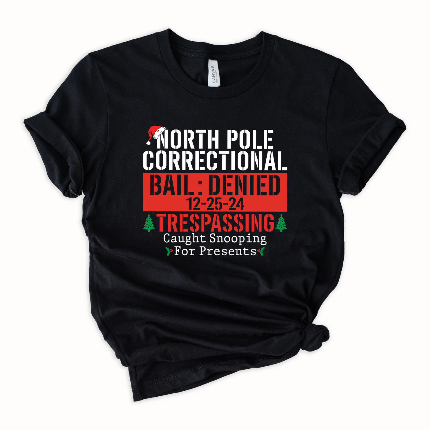 Wholesale North Pole Correctional Trespassing Graphic Tee - Black Tee
