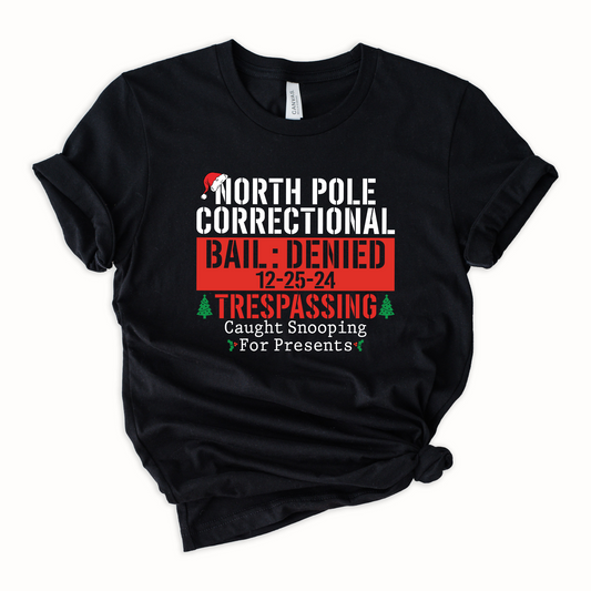 Wholesale North Pole Correctional Trespassing Graphic Tee - Black Tee