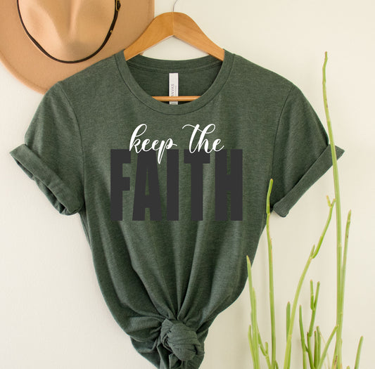 Wholesale Keep the Faith Graphic Tee - Heathered Forest Green
