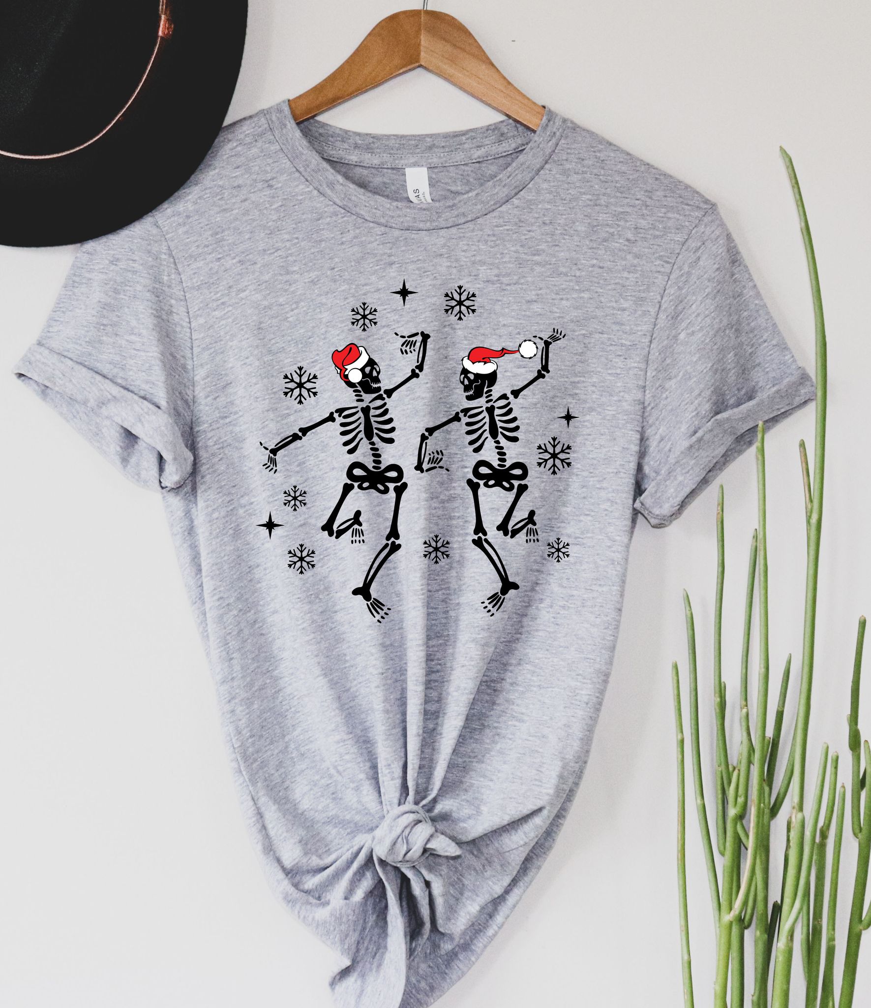 Wholesale Christmas Skeletons Graphic Tee - White