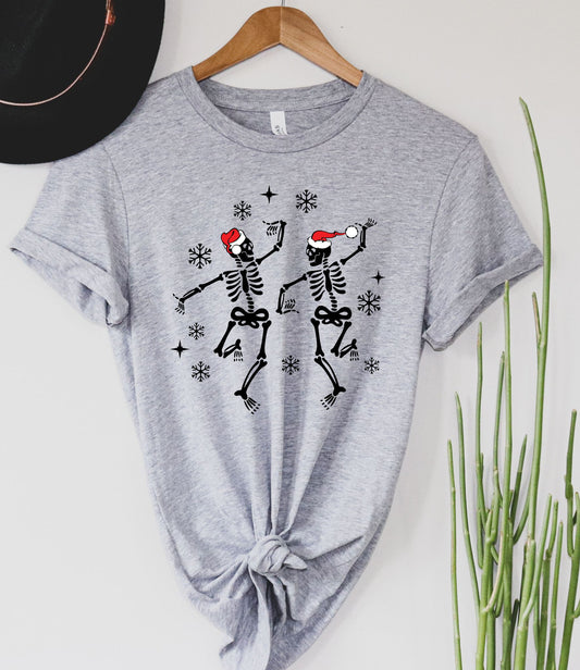 Wholesale Christmas Skeletons Graphic Tee - White