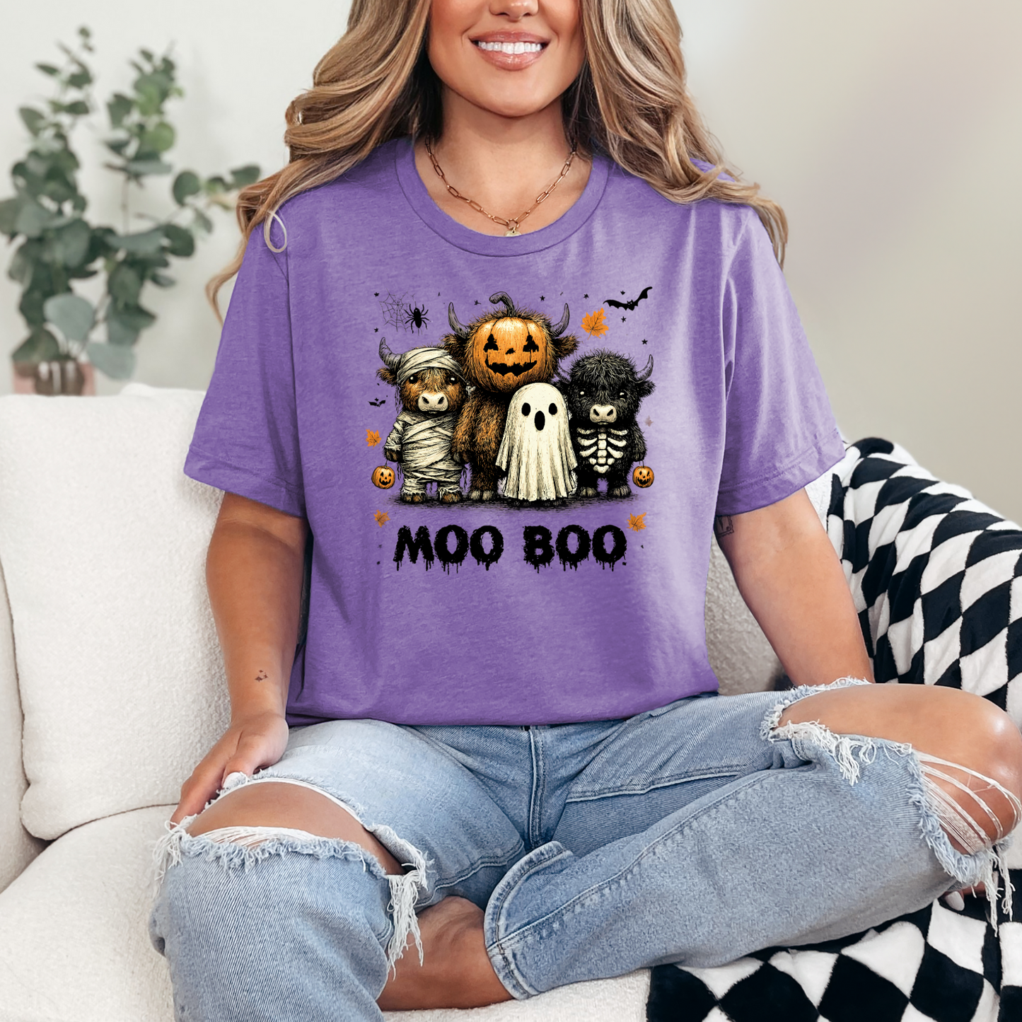 Wholesale Moo Boo Graphic Tee - Heather Team Purple Tee