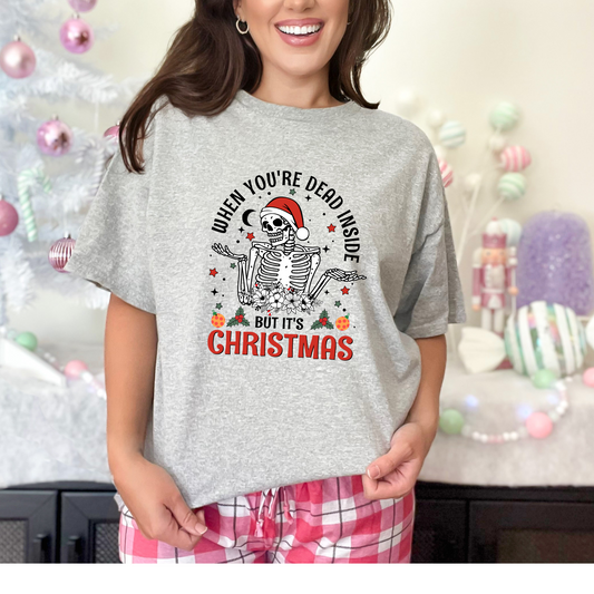 Wholesale Dead Inside but its Christmas Graphic Tee - White Tee