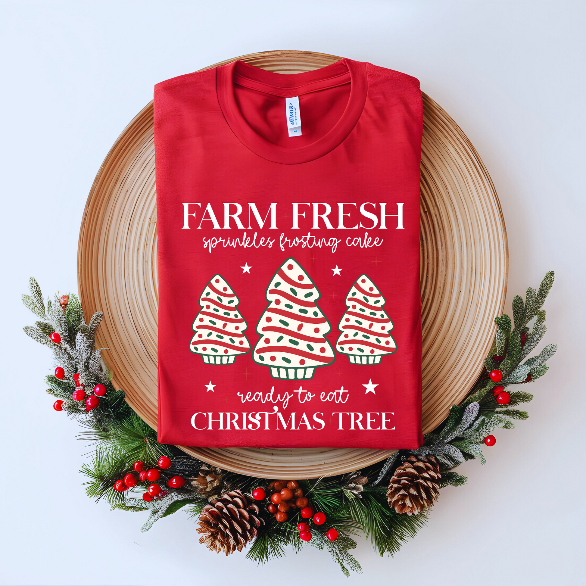 Wholesale Farm Fresh Tree Cakes Graphic Tee - Evergreen Tee