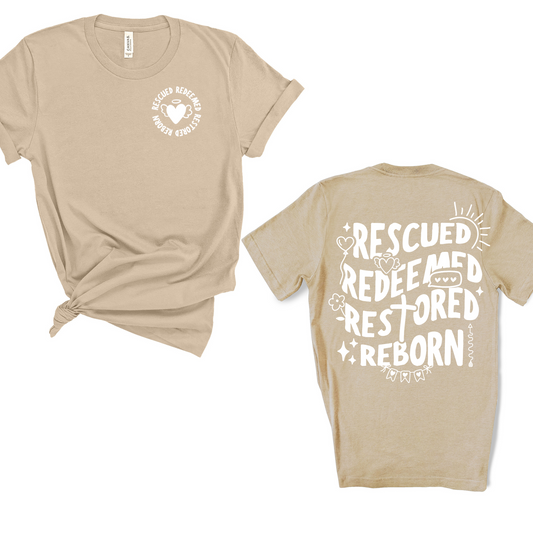 Wholesale Rescued Redeemed Graphic Tee - Black Tee