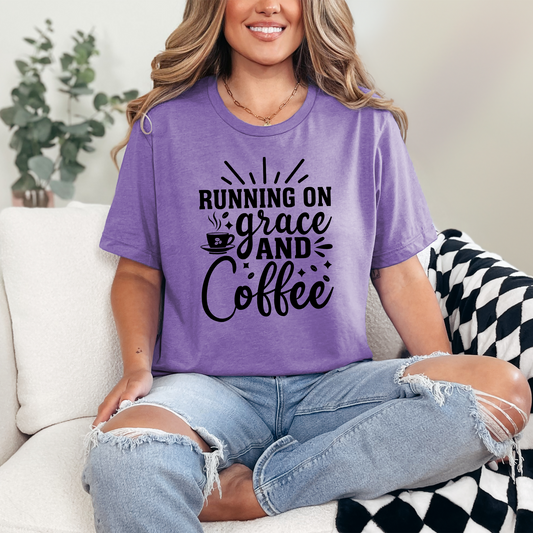 Wholesale Grace and Coffee Graphic Tee - Heather Team Purple Tee