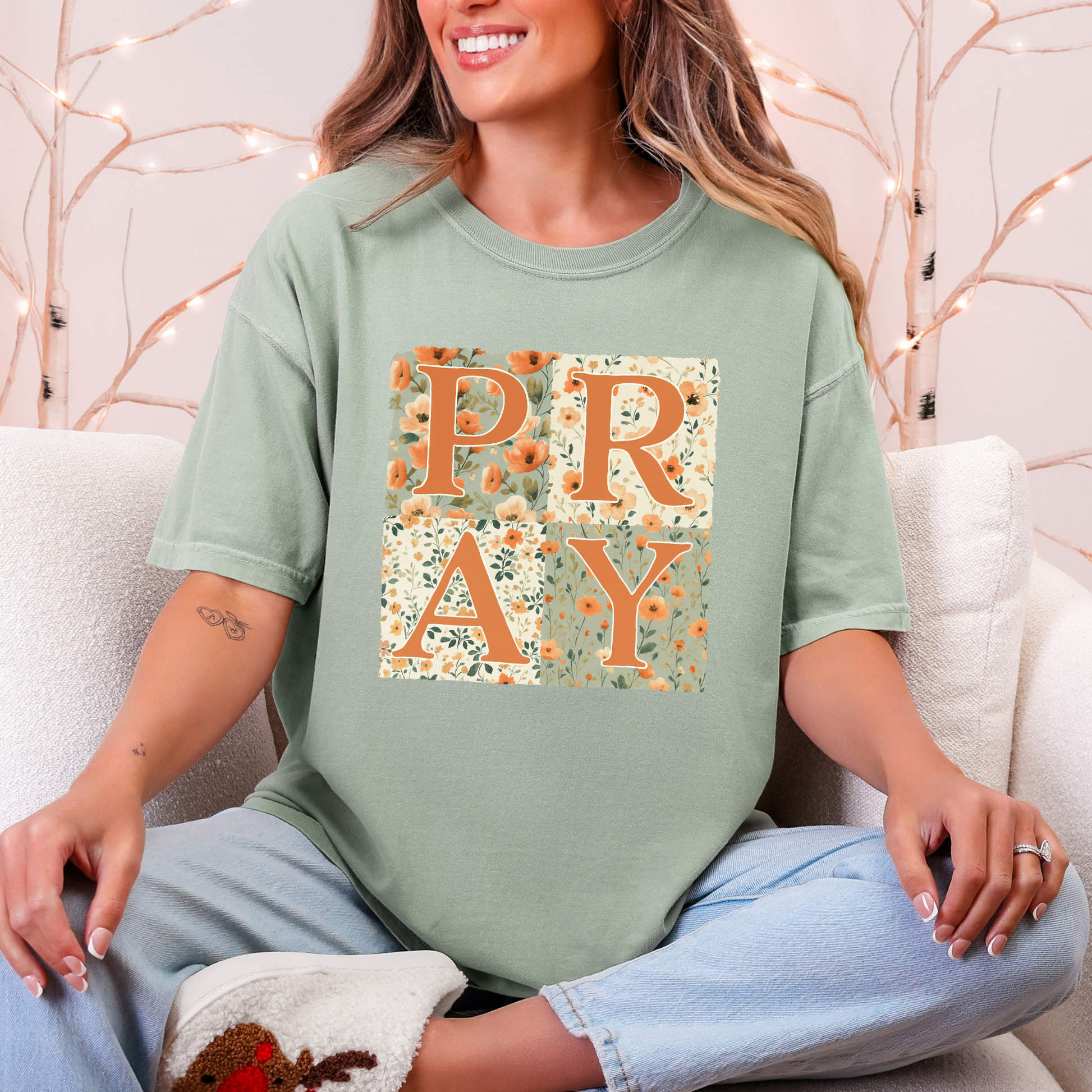 Wholesale Floral Pray Graphic Tee - CC Butter Tee