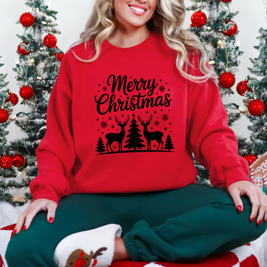 Wholesale Merry Christmas Deer Sweatshirt - Red Sweatshirt