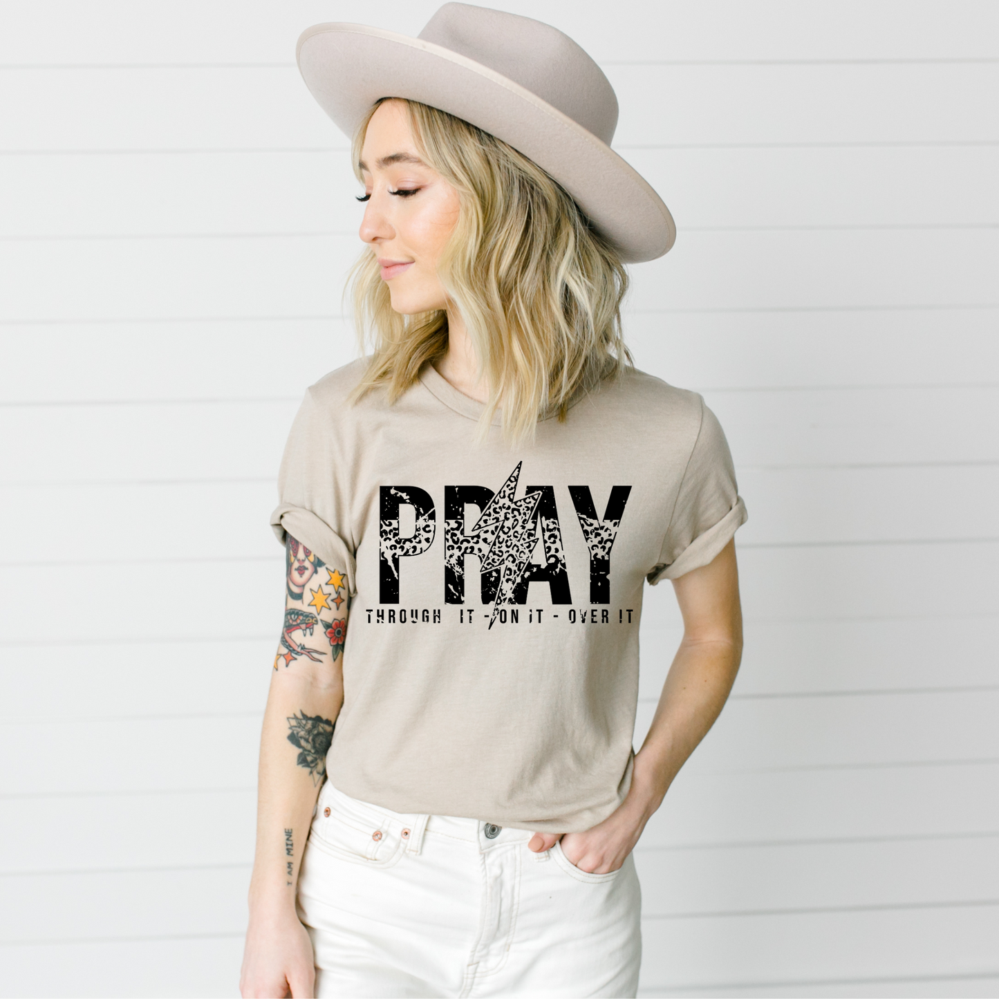 Wholesale Leopard Pray Graphic Tee - Fuchsia Tee
