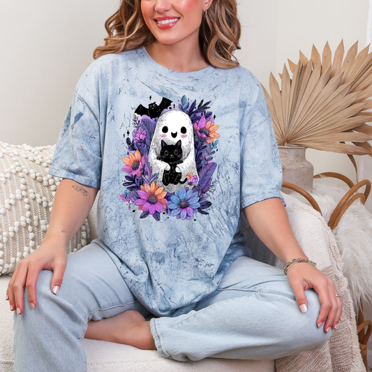Wholesale Floral Ghost Graphic Tee - CC Colorblast Ocean Tee