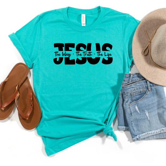 Wholesale Jesus the way Graphic Tee - Heather Prism Sunset Tee