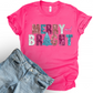 Wholesale Merry and Bright Bling Graphic Tee - Fuchsia Tee