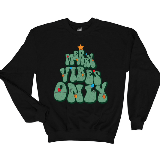 Wholesale Merry Vibes Only Graphic Tee - Black Tee