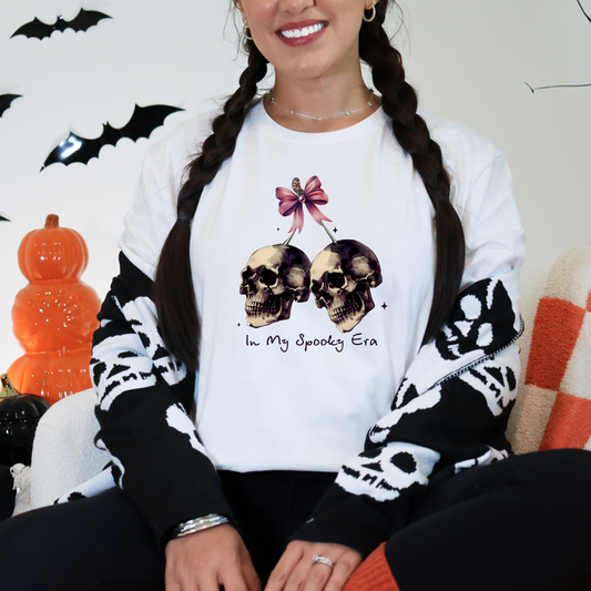 Wholesale Spooky Era Skulls Graphic Tee - White Tee